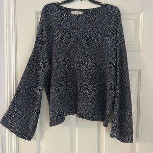 LOFT Navy and White Knit Sweater